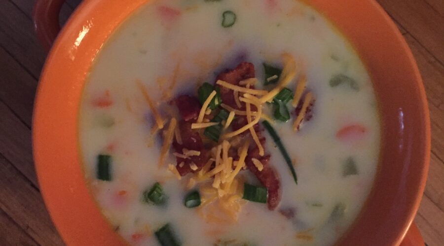 a bowl of potato ham soup