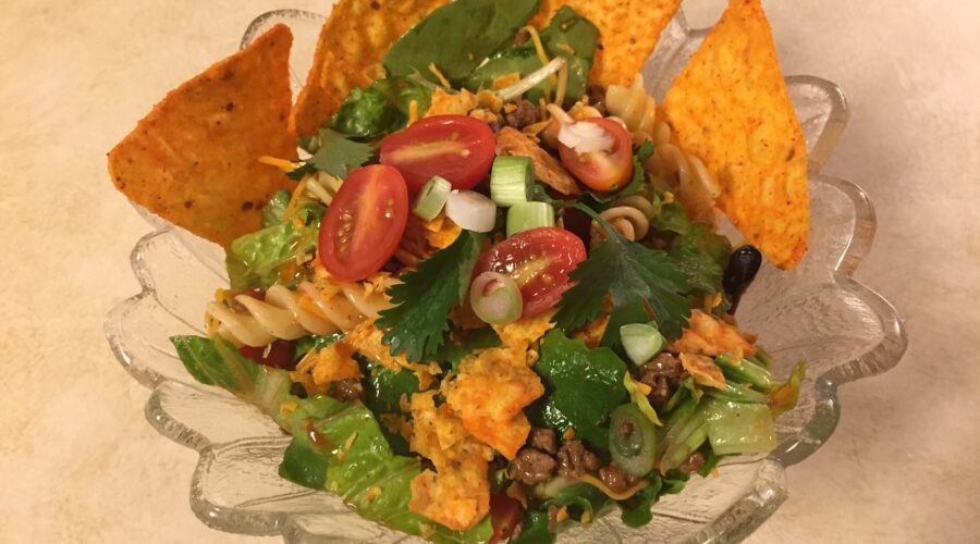 taco pasta salad in a bowl