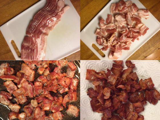 raw to cooked bacon collage