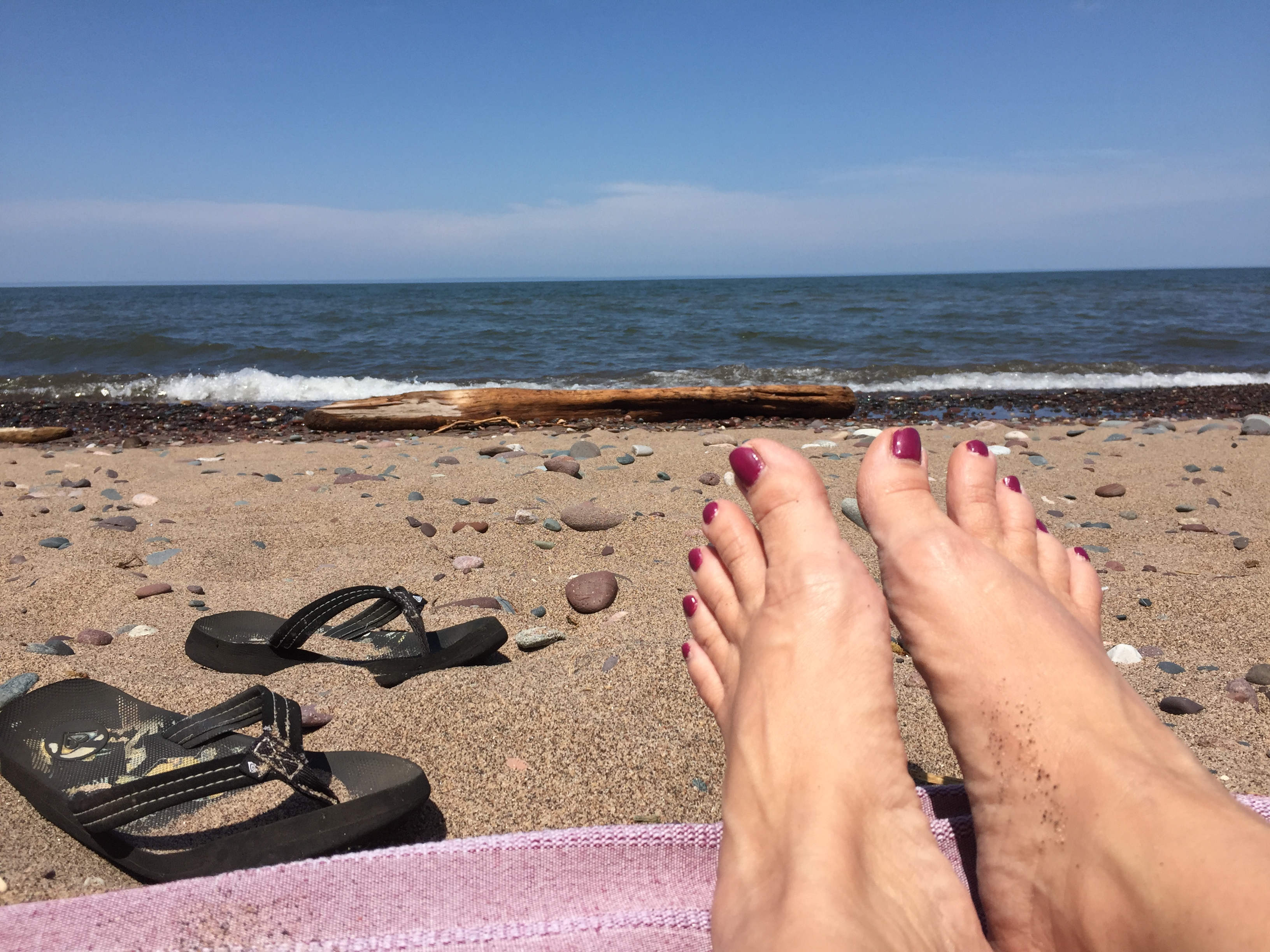 barefoot on the beach