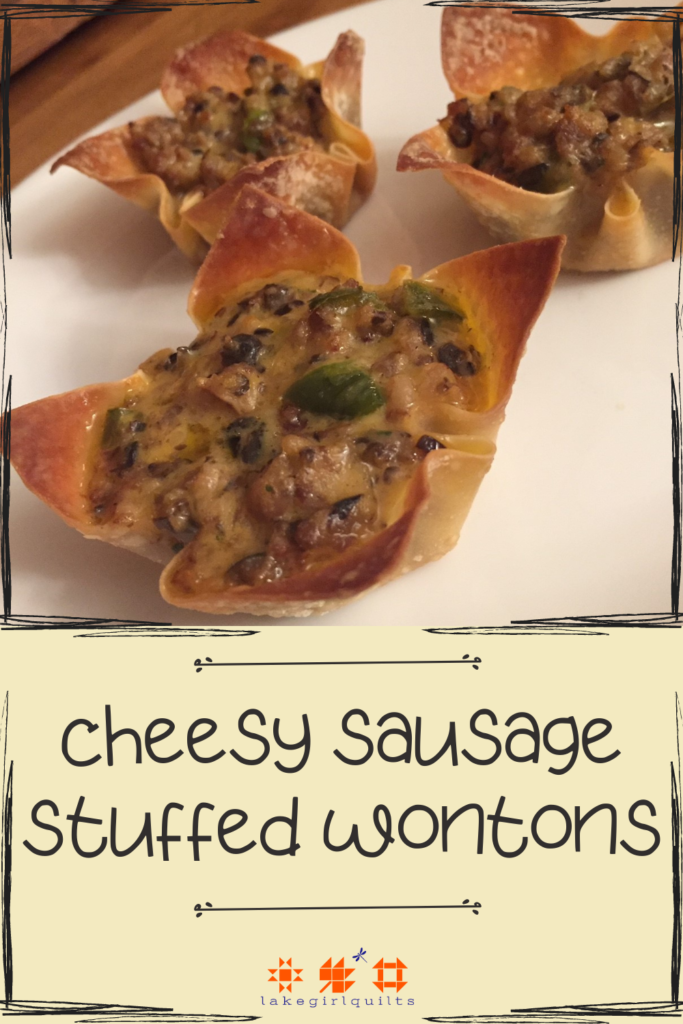 cheesy sausage stuffed wontons pin