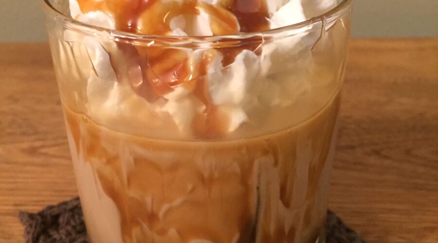 glass of salted caramel white Russian drink