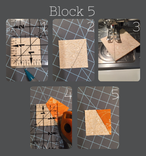 steps of unique block number 5 of Easter Egg quilt