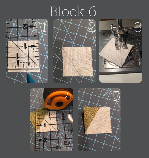 steps of block number six of easter egg quilt