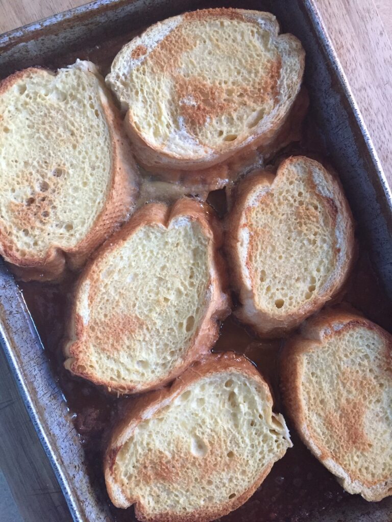 baked lightly browned french toast