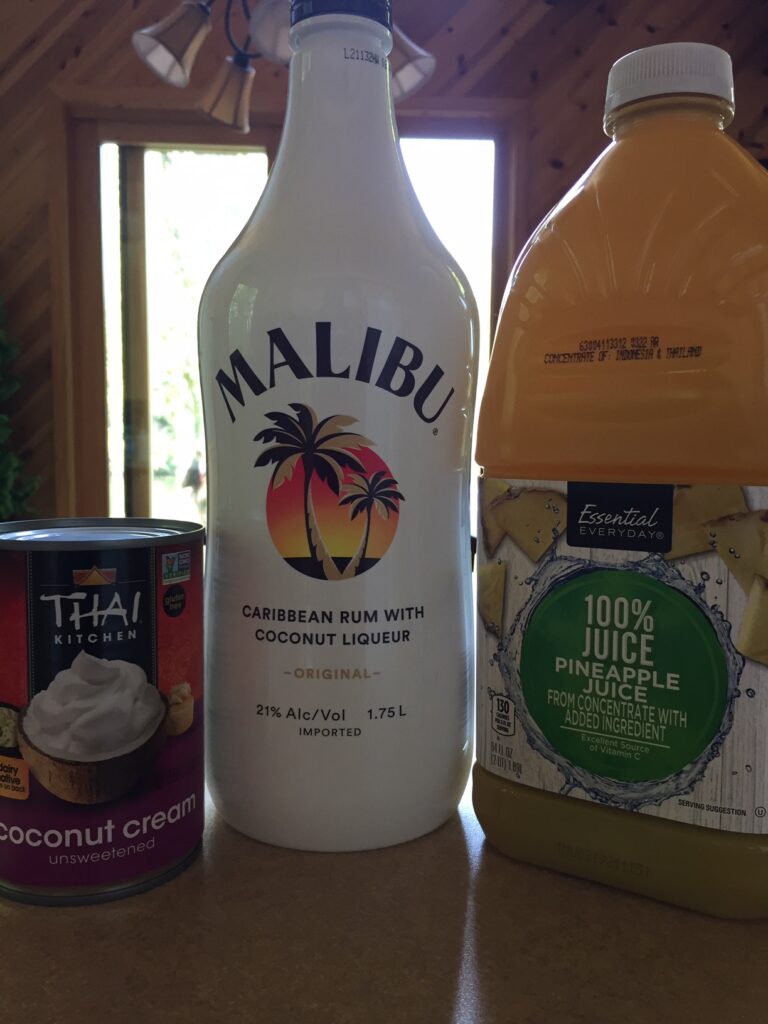 ingredients in homemade pina colada recipe