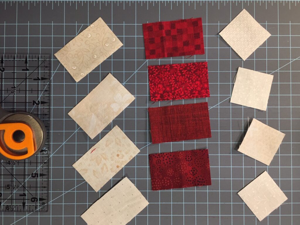 cut fabric units for quilt block center