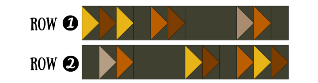 row layout for the Wild Geese table runner quilt