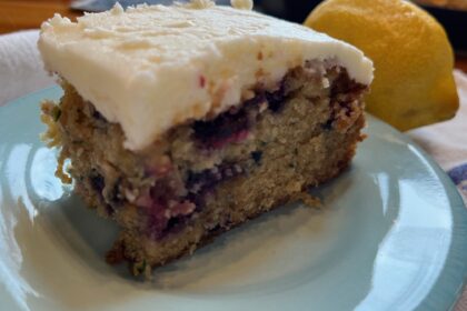 slice of blueberry lemon cake